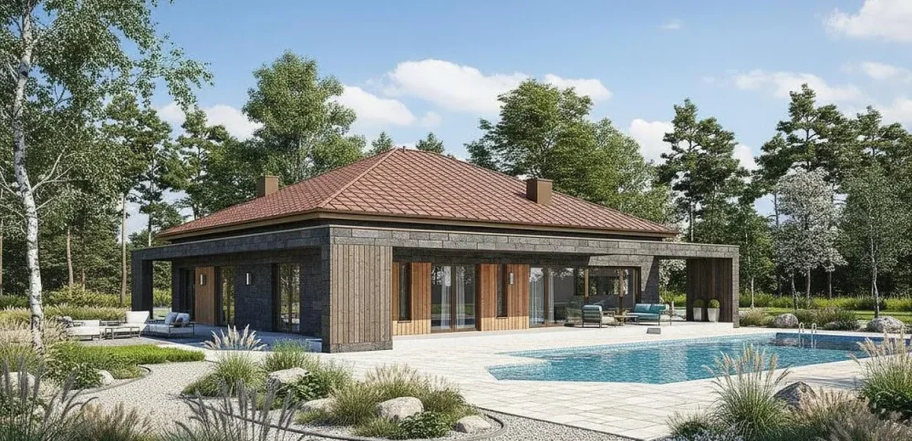 Проект Одноэтажный дом 15 на 18, 201 м2